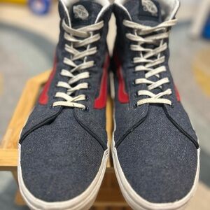 Vans Blue and Red High-Top Sneakers